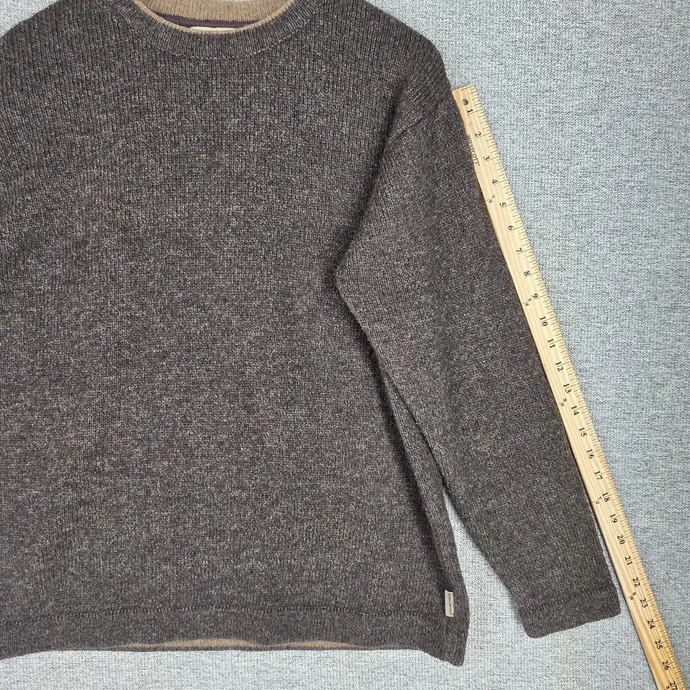 WOOLRICH MEN'S WOOL CREWNECK SWEATER – CHOCOLATE HEATHER – SIZE M – WOOL BLEND